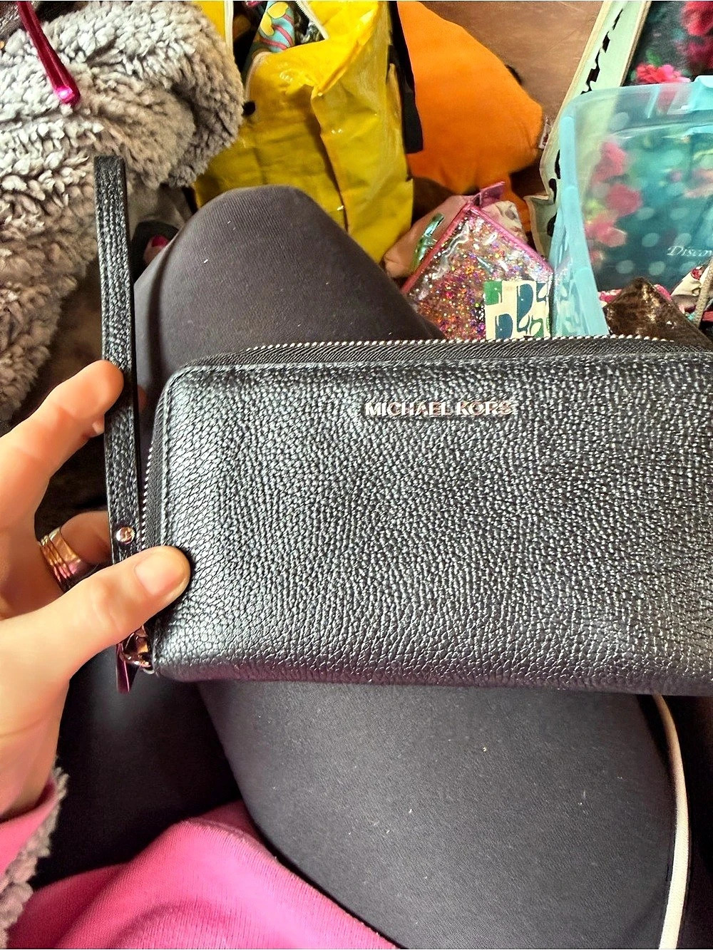 Michael Kors Jet Set Travel Continental Zip Around Wristlet Wallet Black Wallet